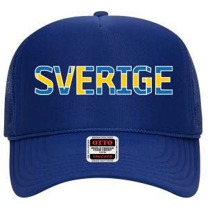 Sverige Sweden Flag High Crown Mesh Back Trucker Hat