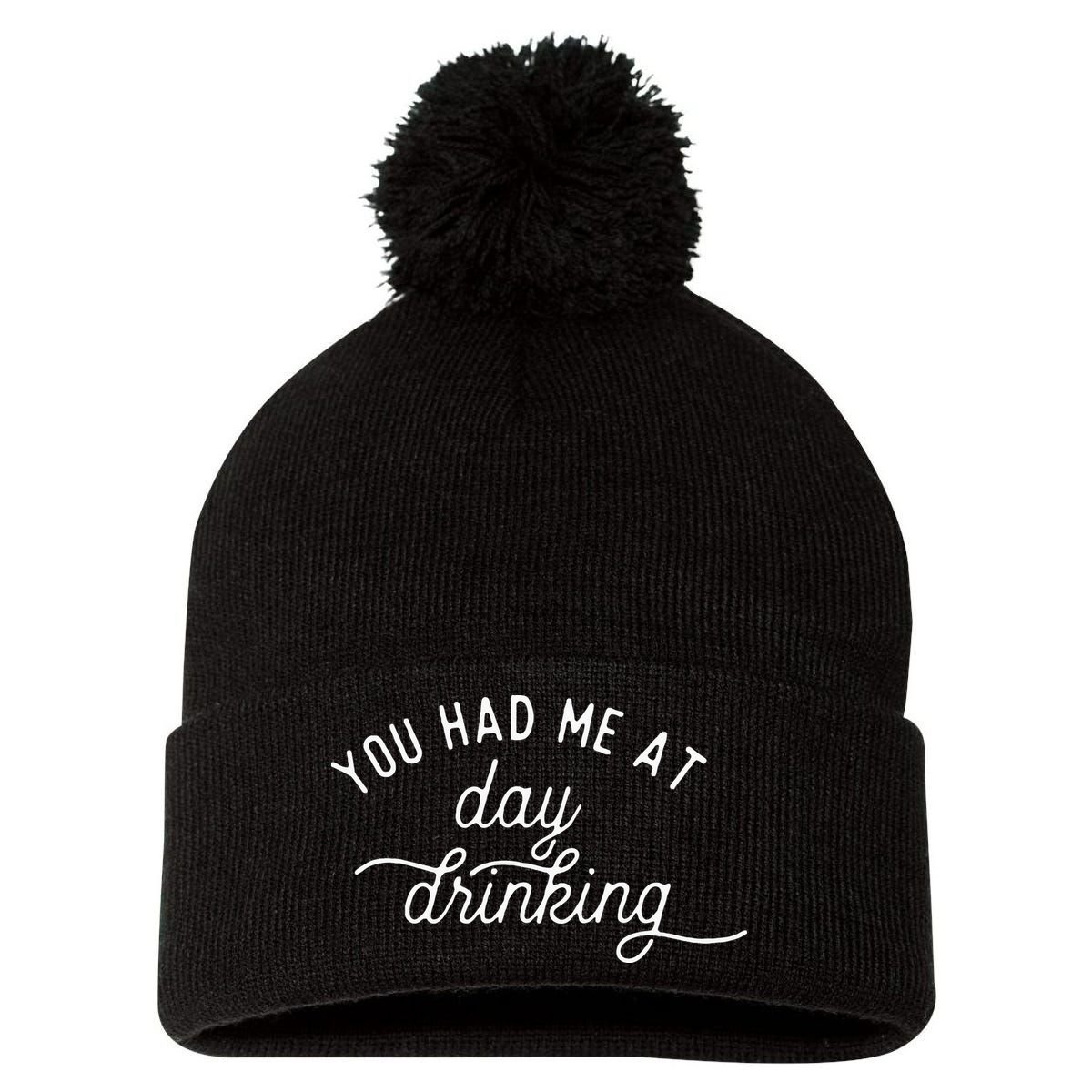 Summer Vacation Funny You Had Me At Day Drinking Pom Pom 12in Knit Beanie