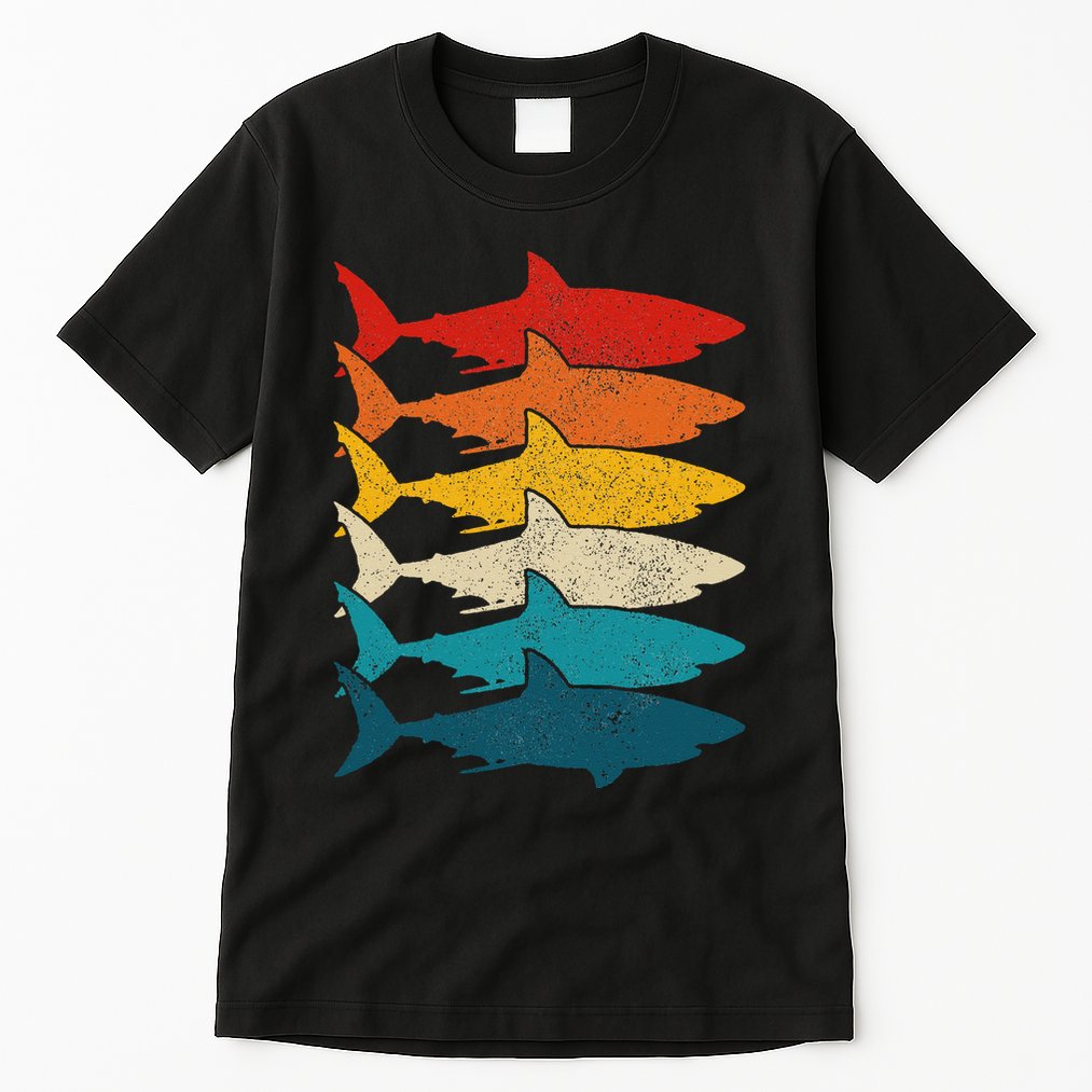 Shark Vintage Fish Fishing Great White Shark Retro Tall T-Shirt