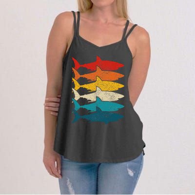 Shark Vintage Fish Fishing Great White Shark Retro Women's Strappy Tank