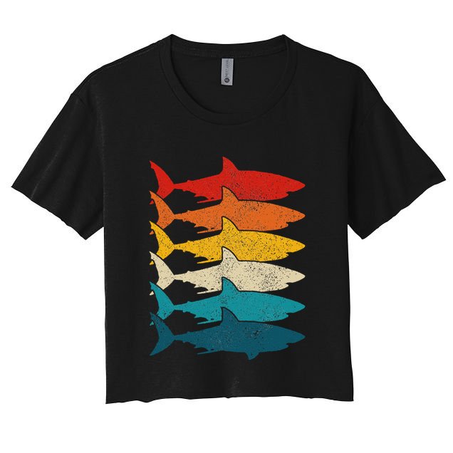 Shark Vintage Fish Fishing Great White Shark Retro Crop Top