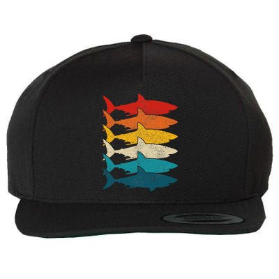 Shark Vintage Fish Fishing Great White Shark Retro Wool Snapback Cap