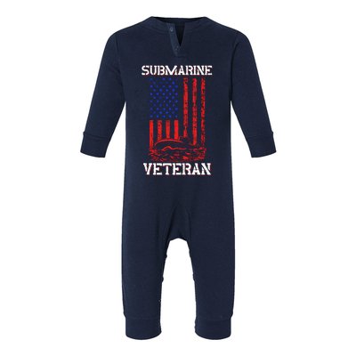 Submarine Veteran Flag Patriotic Sub Service Submariner Infant Fleece One Piece