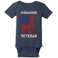 Submarine Veteran Flag Patriotic Sub Service Submariner Baby Bodysuit