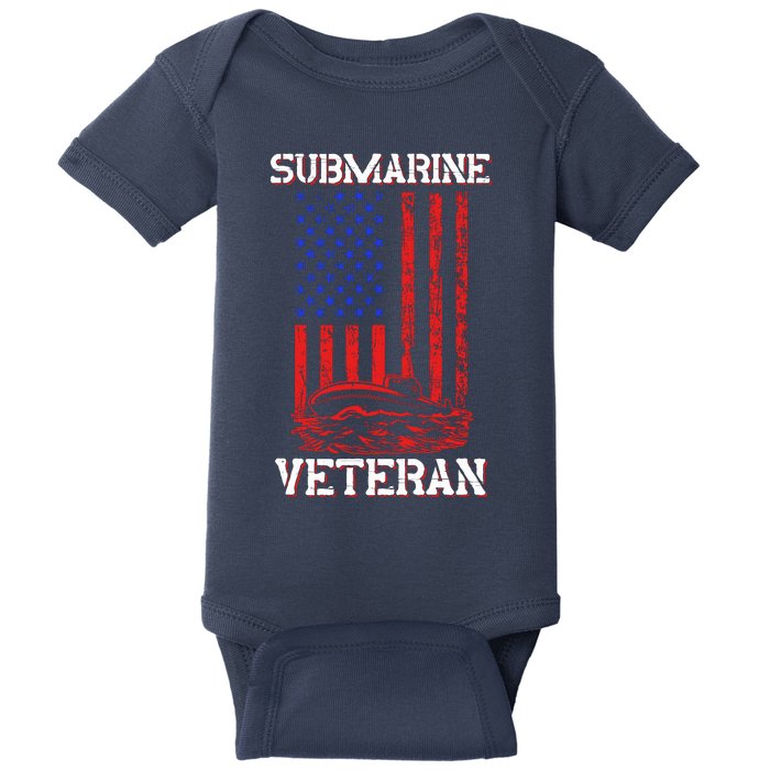 Submarine Veteran Flag Patriotic Sub Service Submariner Baby Bodysuit