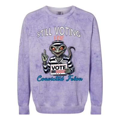 Still Voting For Convicted Felon Aliens Trump Reptilien Cool Gift Colorblast Crewneck Sweatshirt