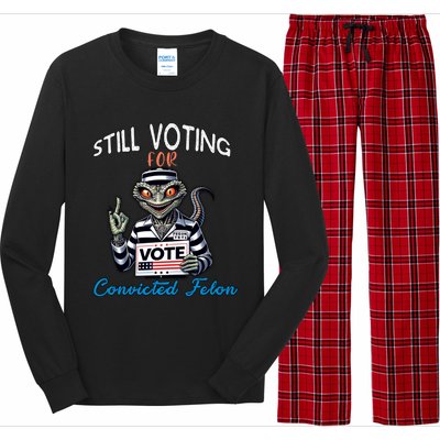 Still Voting For Convicted Felon Aliens Trump Reptilien Cool Gift Long Sleeve Pajama Set