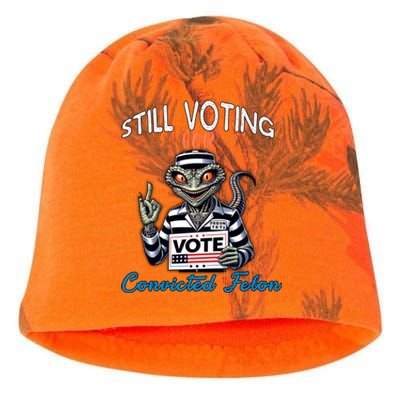 Still Voting For Convicted Felon Aliens Trump Reptilien Cool Gift Kati - Camo Knit Beanie