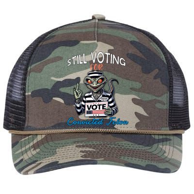 Still Voting For Convicted Felon Aliens Trump Reptilien Cool Gift Retro Rope Trucker Hat Cap