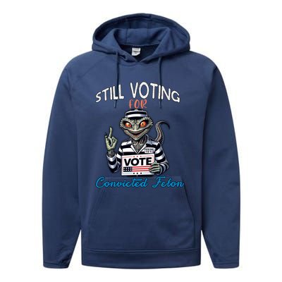 Still Voting For Convicted Felon Aliens Trump Reptilien Cool Gift Performance Fleece Hoodie