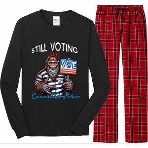 Still Voting For Convicted Felon Donald Trump Peace Bigfoot Gift Long Sleeve Pajama Set