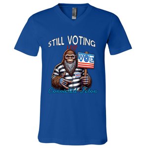 Still Voting For Convicted Felon Donald Trump Peace Bigfoot Gift V-Neck T-Shirt