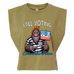 Still Voting For Convicted Felon Donald Trump Peace Bigfoot Gift Garment-Dyed Women's Muscle Tee