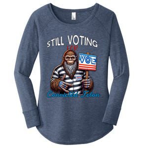 Still Voting For Convicted Felon Donald Trump Peace Bigfoot Gift Women's Perfect Tri Tunic Long Sleeve Shirt