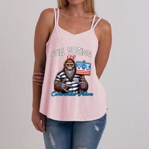 Still Voting For Convicted Felon Donald Trump Peace Bigfoot Gift Women's Strappy Tank