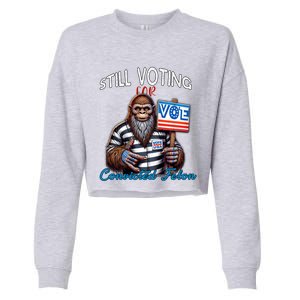 Still Voting For Convicted Felon Donald Trump Peace Bigfoot Gift Cropped Pullover Crew