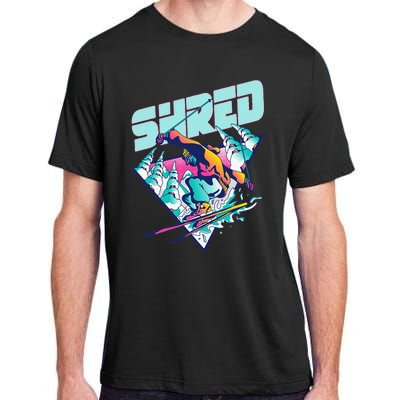 Shred Vintage Freestyle Ski 80s Costume Retro Skiing Adult ChromaSoft Performance T-Shirt