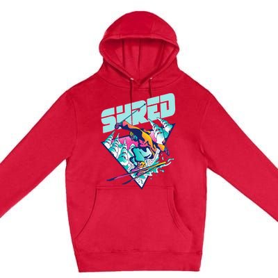 Shred Vintage Freestyle Ski 80s Costume Retro Skiing Premium Pullover Hoodie