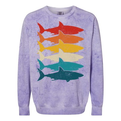 Shark Vintage Fish Fishing Great White Shark Retro Meaningful Gift Colorblast Crewneck Sweatshirt