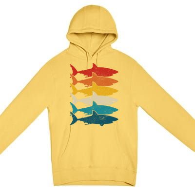 Shark Vintage Fish Fishing Great White Shark Retro Meaningful Gift Premium Pullover Hoodie