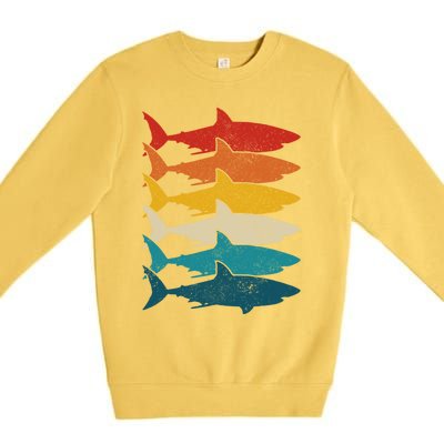 Shark Vintage Fish Fishing Great White Shark Retro Meaningful Gift Premium Crewneck Sweatshirt