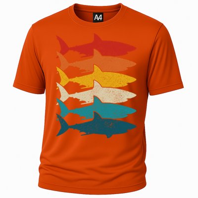 Shark Vintage Fish Fishing Great White Shark Retro Meaningful Gift Cooling Performance Crew T-Shirt