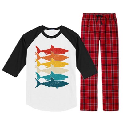 Shark Vintage Fish Fishing Great White Shark Retro Meaningful Gift Raglan Sleeve Pajama Set