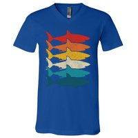 Shark Vintage Fish Fishing Great White Shark Retro Meaningful Gift V-Neck T-Shirt