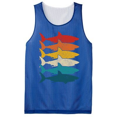 Shark Vintage Fish Fishing Great White Shark Retro Meaningful Gift Mesh Reversible Basketball Jersey Tank