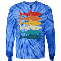 Shark Vintage Fish Fishing Great White Shark Retro Meaningful Gift Tie-Dye Long Sleeve Shirt