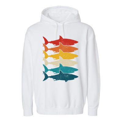 Shark Vintage Fish Fishing Great White Shark Retro Meaningful Gift Garment-Dyed Fleece Hoodie