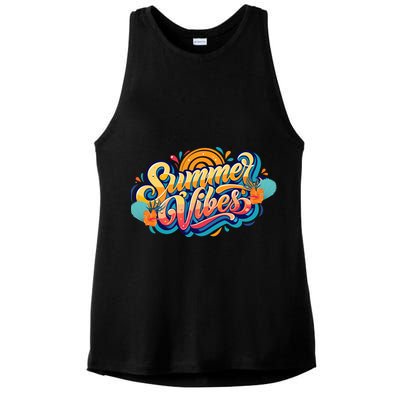 Summer Vibes Family Beach Summer Holiday Ladies PosiCharge Tri-Blend Wicking Tank