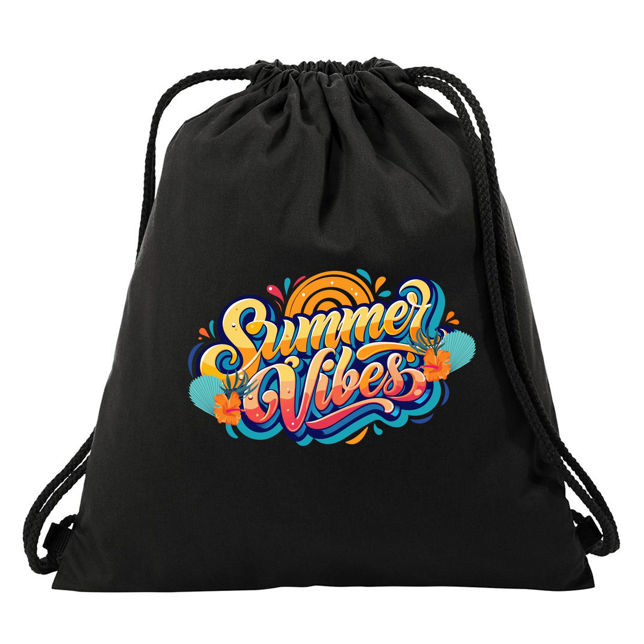 Summer Vibes Family Beach Summer Holiday Drawstring Bag