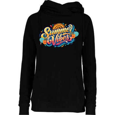 Summer Vibes Family Beach Summer Holiday Womens Funnel Neck Pullover Hood