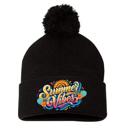 Summer Vibes Family Beach Summer Holiday Pom Pom 12in Knit Beanie