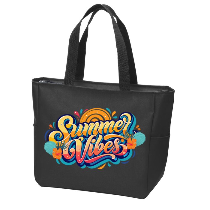 Summer Vibes Family Beach Summer Holiday Zip Tote Bag