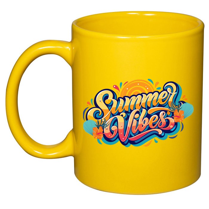 Summer Vibes Family Beach Summer Holiday 11oz C Handle Ceramic Mug
