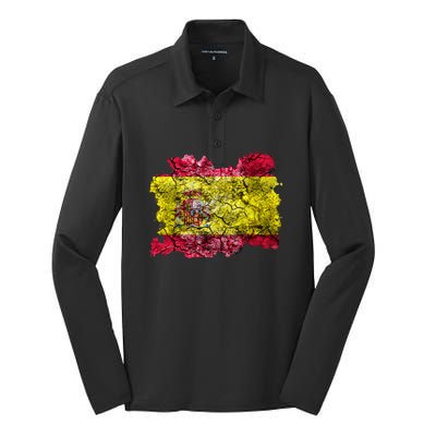 Spain Vintage Flag Meaningful Gift Silk Touch Performance Long Sleeve Polo