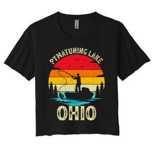 Summer Vacation Fishing Retro Ohio Pymatuning Lake Women's Crop Top Tee