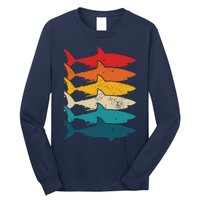 Shark Vintage Fish Fishing Great White Shark Retro Long Sleeve Shirt