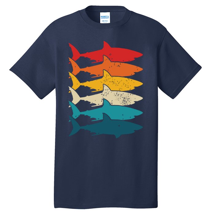 Shark Vintage Fish Fishing Great White Shark Retro Tall T-Shirt