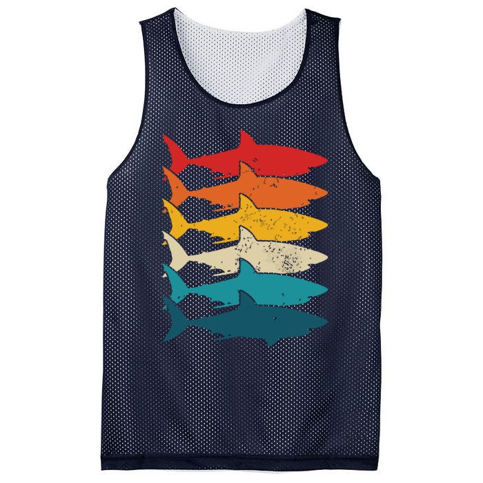 Shark Vintage Fish Fishing Great White Shark Retro Mesh Reversible Basketball Jersey Tank