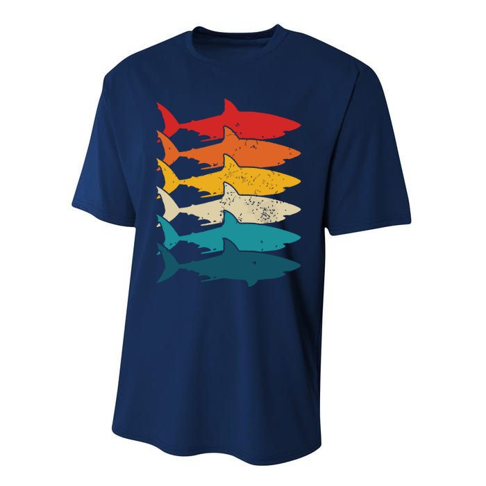 Shark Vintage Fish Fishing Great White Shark Retro Performance Sprint T-Shirt