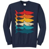 Shark Vintage Fish Fishing Great White Shark Retro Tall Sweatshirt