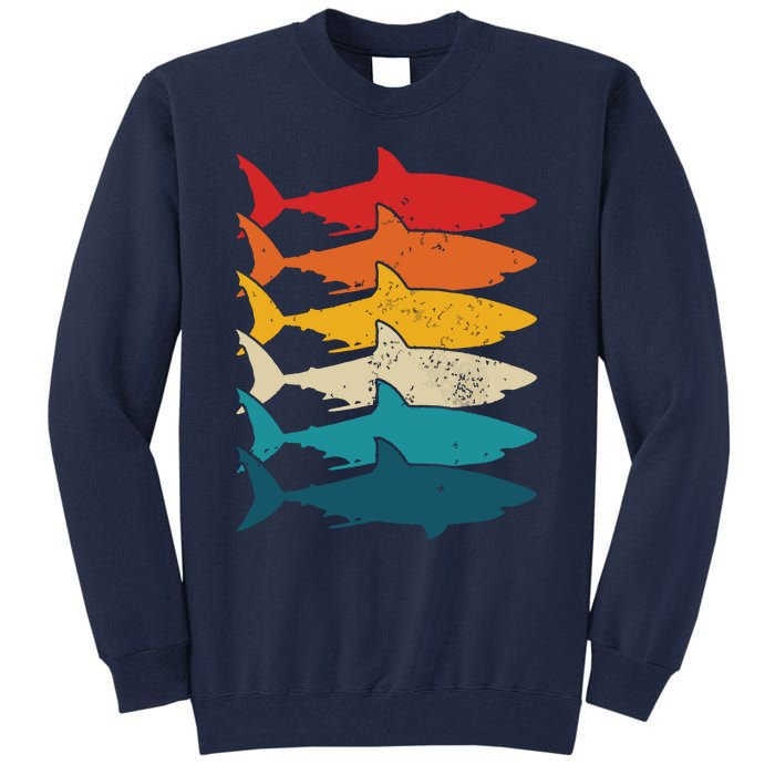 Shark Vintage Fish Fishing Great White Shark Retro Tall Sweatshirt