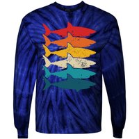 Shark Vintage Fish Fishing Great White Shark Retro Tie-Dye Long Sleeve Shirt