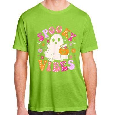 Spooky Vibes Ghost Retro Groovy Halloween Women Adult ChromaSoft Performance T-Shirt