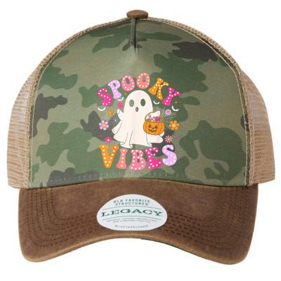 Spooky Vibes Ghost Retro Groovy Halloween Women Legacy Tie Dye Trucker Hat