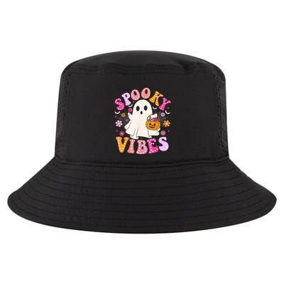 Spooky Vibes Ghost Retro Groovy Halloween Women Cool Comfort Performance Bucket Hat