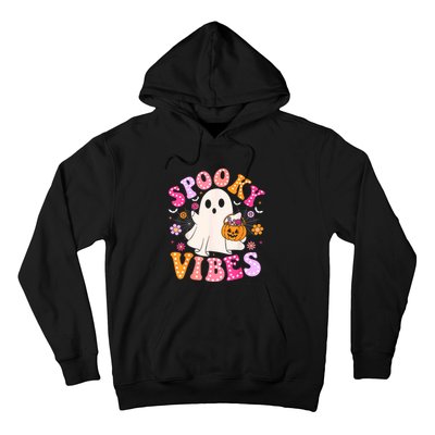 Spooky Vibes Ghost Retro Groovy Halloween Women Hoodie